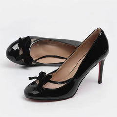 Pu Leather Bow Pumps Dress
