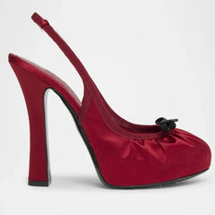 Butterfly Knot Satin Pleated Platform Pumps