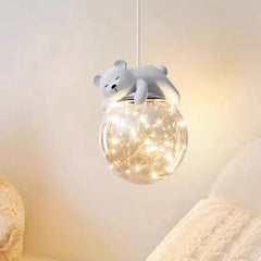 LED Pendant White Bear Bunny Lamp