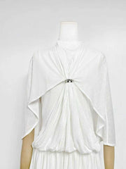 Chiffon Maxi Dress with Cape Sleeves and Jewel Buckle