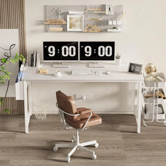55-inch white computer desk with built-in power outlet and USB ports USA