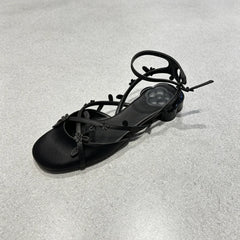 Silk Floral Kitten Heel Sandals
