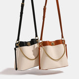 PU Leather Chain Contrasting Colors Hobo Shoulder Bag
