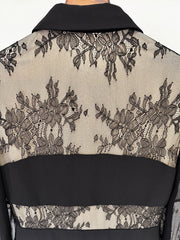 Black Lace Patchwork Panel Collared Maxi Dress