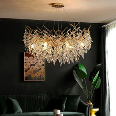 Lustre Crystal Led E14 Suspend Lamp Gold Droplight Fixtures