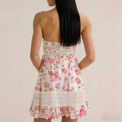 Strapless Lace Trim Mini Dress