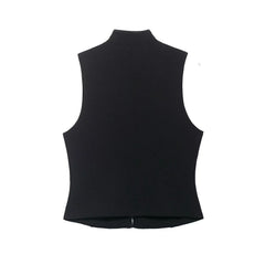 Black sleeveless top on a white background