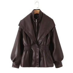 Waist Cinched Leather Jacket