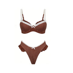 Polka Dot Gingham Ruffled Swimwear Set