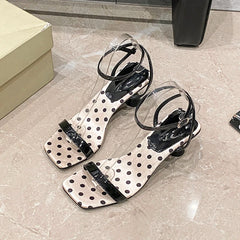 Polka Dot Ankle Strap Heels