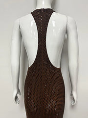 Brown Tank Sequin Maxi Dress