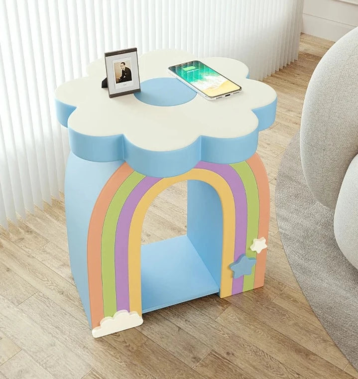 Rainbow Flower Shaped Geometric Bedside Table