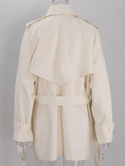 Lapel Double Breasted Belted Jacket
