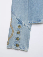 Denim Military Cropped Jacket