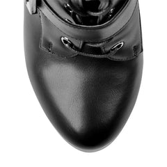 Platform Buckle Lace Up Ankle Boots