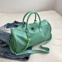 Crocodile Embossed Travel Duffle Bag