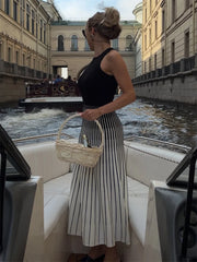 Colorblock Ribbed Knit Midi Dress