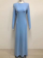 Draped sleeve maxi dress on mannequin