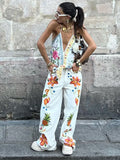 Printed V-neck Sling Top and Trouser Suit