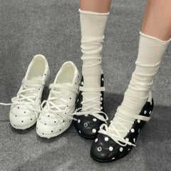 Polka Dot Round Toe Mary Jane Heels