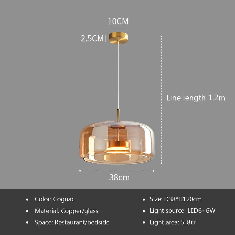 Glass LED Hanging Luminaire Suspension Lamp