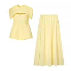 Three-Piece Sculpted Top, Shawl, and Mesh Skirt Set