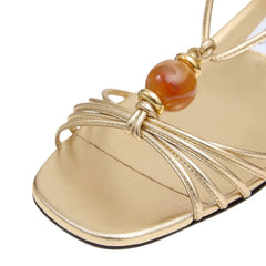 Beaded Kitten Heel Slingback Sandals