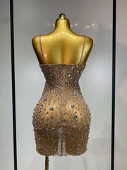 Rhinestone Sheer Bodycon Mini Dress