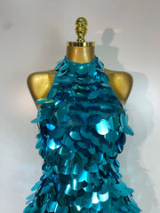 Halter Neck Open Back Bodycon Sequin Mini Dress