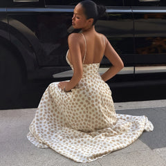 Polka Dot Spaghetti Strap Maxi Dress