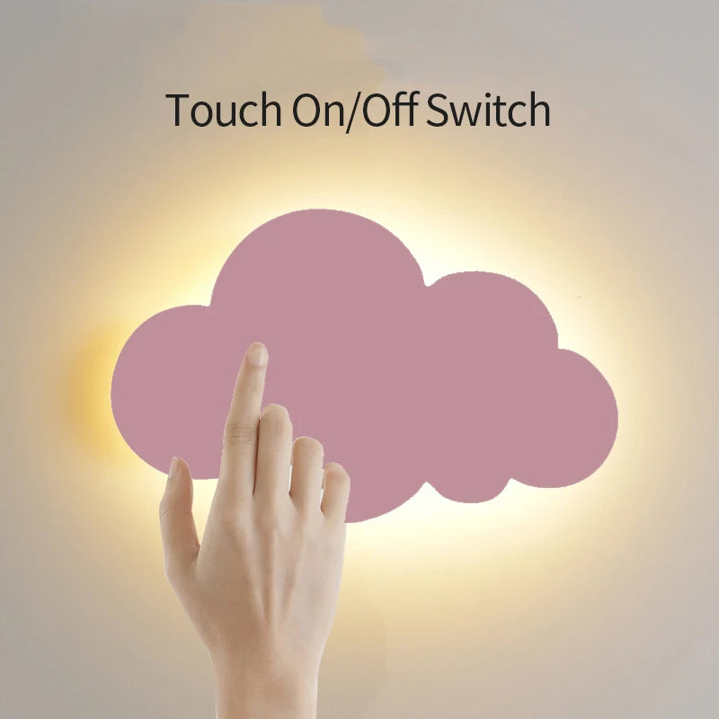 Pink LED Cloud Wall Lamp Touch Switch