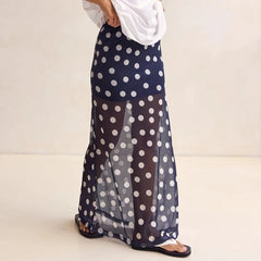 Polka Dot Mesh Maxi Skirt