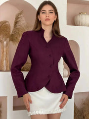 Diagonal Button Peplum Blazer
