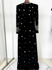 Long Sleeve Luxurious Beaded Maxi Dress