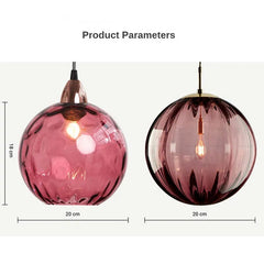 Colored Glass Ball Lustre Water Grain Hanging Bedside Lamp - Golden Atelier