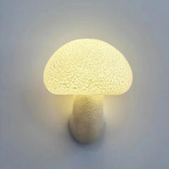 Close-up of the Golden Atelier White Mushroom Wall Sconce, highlighting its whimsical mushroom shape and white finish. 2