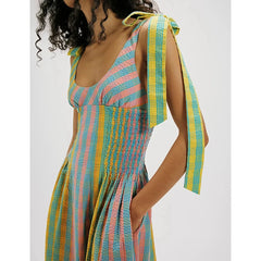 A-line plaid midi dress