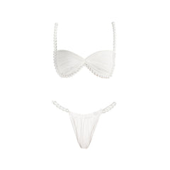 Embellished Bikini and Ruched Skirt Swimwear Set