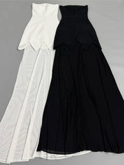 Strapless Diamond Trim Top and Maxi Skirt Set