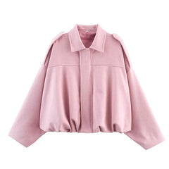 Faux Suede Cropped Bomber Jacket