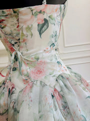 Close-up of the lace-up back and ruffled skirt on the midi dress