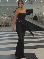 Strapless Draped Metal Ring Waist Dress