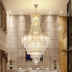 Duplex Chandelier Livingroom Hotel Villa Crystal Chandelier Simple Building In The Middle Floor Hollow Staircase Long Chandelier Golden Atelier 2