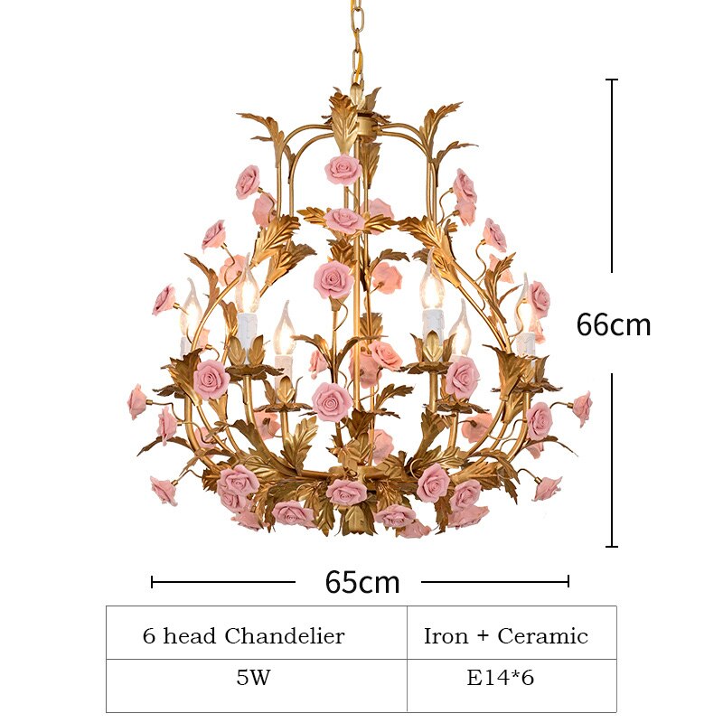 LED Rose Copper Ceramic Chandelier