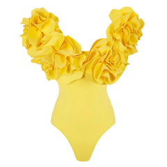 Flower Ruffle Push-Up Off-Shoulder Swimwear Set