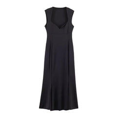 Black sleeveless dress on a white background