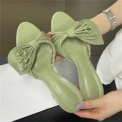 Twisted Strap Heeled Slides