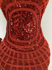 Sequined Mesh Strapless Floor-Length Dress