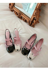 Patent Bowknot Chunky Mary Jane Heels