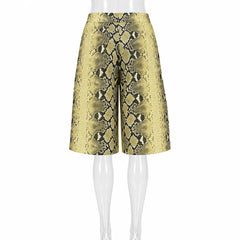 Animal Print Wide-Leg Capri Pants